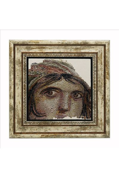 BAKSEPETE Gypsy Girl Mosaic Gaziantep Printed Natural Stone Painting 25Cmx25Cm Krt-146