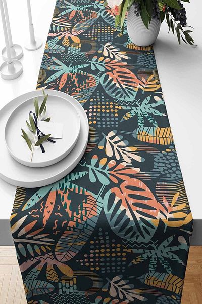 Pilloveland Runner Frunze Colorate Tesute piele intoarsa 140*40 Cm