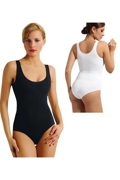 Anıt 5 Pieces Women's Wide Strap Snap-On Bodysuit 92% Cotton 8% Lycra