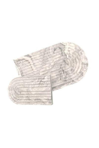 Trust Stone Marble Archade Series 2-Piece Decorative Concrete Presentation Tray and Serving Plate