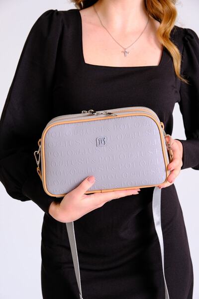 Just Polo Gray Women's Water Resistant Embossed Print 5 Compartment Postman S...