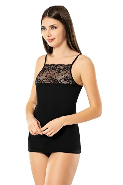 Hepsine Rakip Дамска широка дантелена потник с въжени презрамки, потник 6033