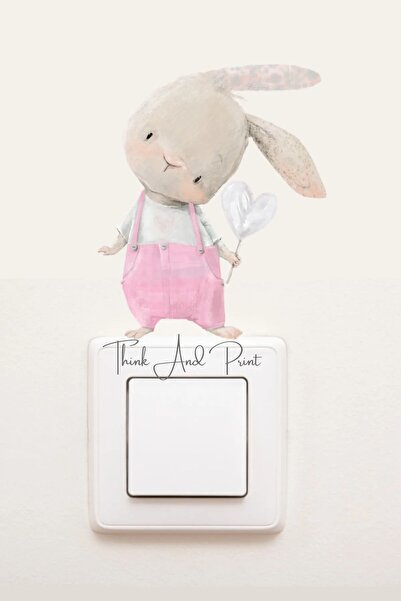 Think And Print Διακοσμητικό αυτοκόλλητο πρίζας - Ροζ Ολόσωμη Ολόσωμη Κουνέλι