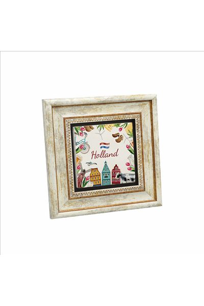 BAKSEPETE 20 cm x 20 cm Tablou cu model de simboluri olandeze din piatră naturală - krg 021