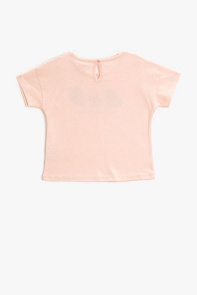 Koton Tricou cu mânecă scurtă cu imprimeu păsări pentru fetiță, cu decolteu, 3smg10103ak