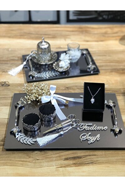 Denseden Cadou cu pandantiv, tavă de logodnă, suporturi pentru inele, foarfec...