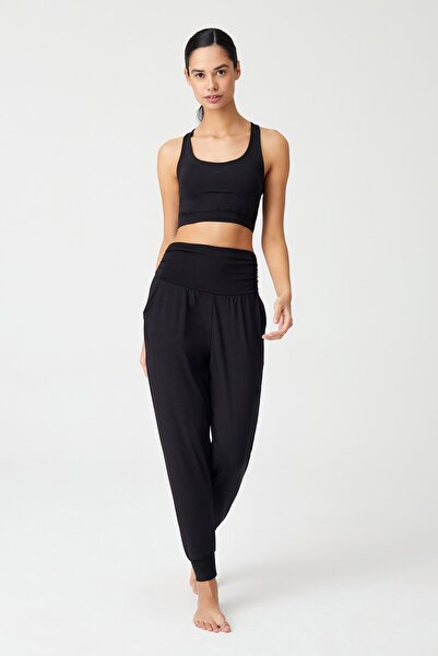Los Ojos Siyah Beli Lastikli Şalvar Görünümlü Harem Pantolon Yoga Joggers