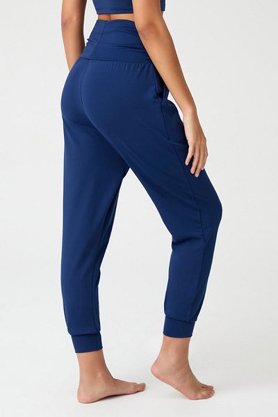 Los Ojos Marineblaue Haremshose mit elastischer Taille und Shalwar-Look, Yoga-Jogginghose