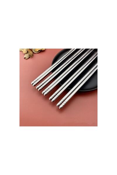 Rucas Metal Chopstick 5Pcs Stainless Steel Chinese Chopsticks 5 Pairs
