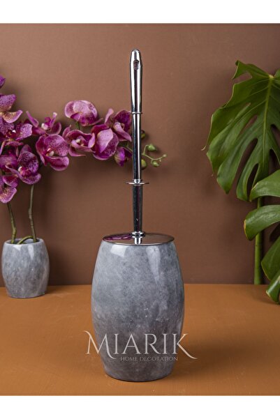 MIARIK DESIGN & DEKORASYON Gümüş Detaylı Oval Tuvalet Fırçası
