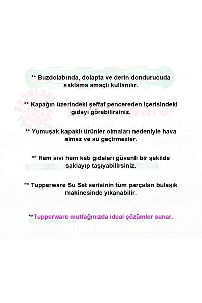 Tupperware Su Çini 3'lü 500-1.3-2.1 Lt Mavi Sıkı Kapaklı Saklama Kabı