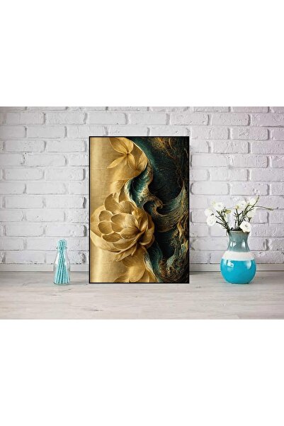 TRADE AYS Zümrüt Yeşili Akan Şakayık Dekoratif Kanvas Duvar Tablo