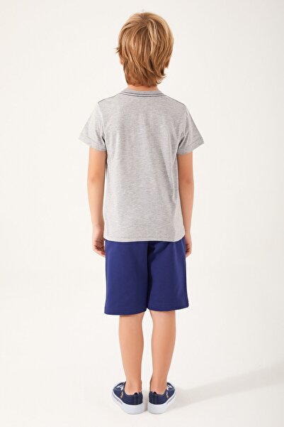 U.S. Polo Assn. Palm Leaf Detail Gray Melange Boy Bermuda Suit