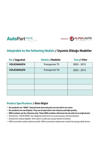 ALPHA AUTO PART Transporter T5-t6 Shift Bellows For Volkswagen