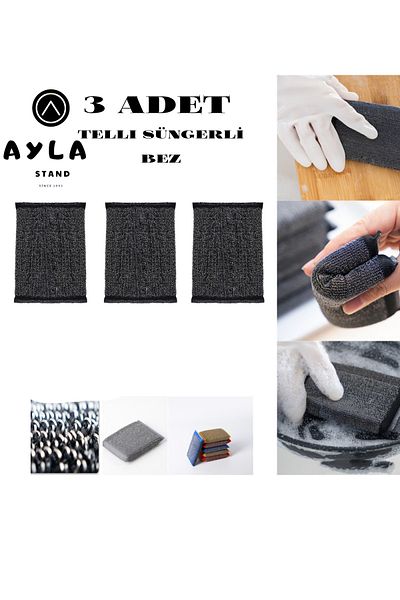 AYLA STAND 3 Long-Lasting Antibacterial Wire Cleaning Sponges