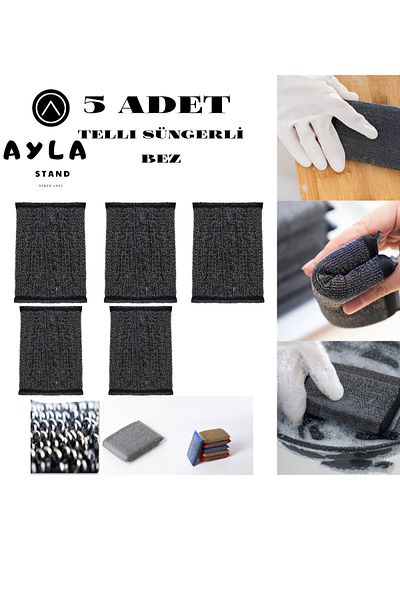 AYLA STAND 5 Long-Lasting Antibacterial Wire Cleaning Sponges