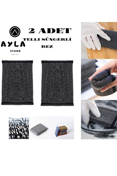 AYLA STAND 2 Long-Lasting Antibacterial Wire Cleaning Sponges
