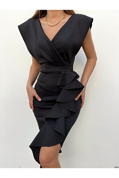 Viyamo Миди рокля от водолазен плат с волани