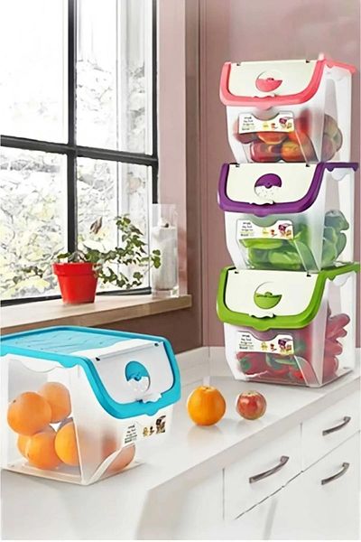 LİRAZON 1 Piece Potato Onion Pantry Storage Container Organizer Set 12 Lt (32,5x23,5x23,5 Cm) 12 Liter Pantry Holder