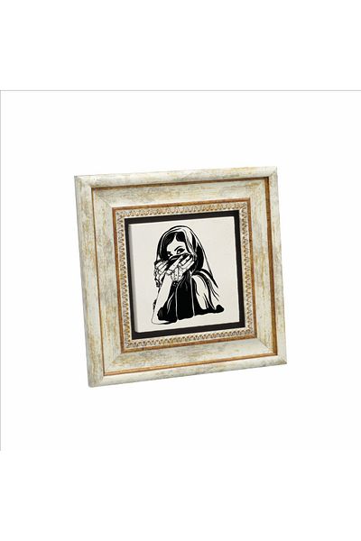 Sadrazam Desen de femeie cu voal Pictură pe piatră naturală imprimată 20cmx20cm Krg-090