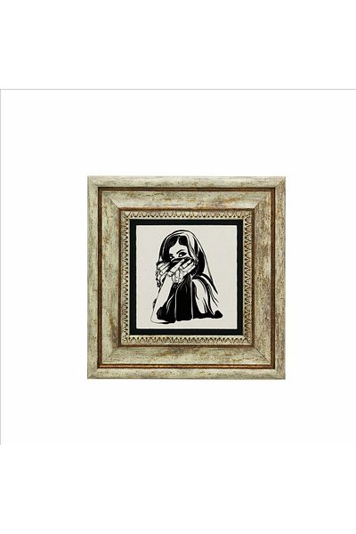 Sadrazam Desen de femeie cu voal Pictură pe piatră naturală imprimată 20cmx20cm Krg-090
