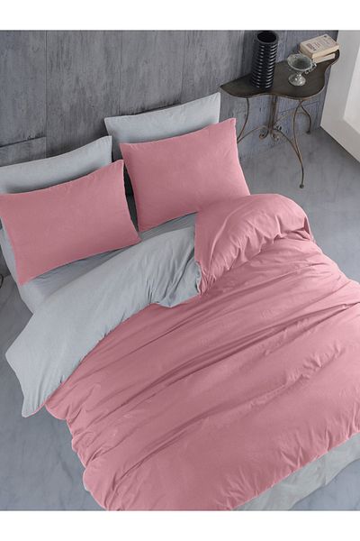 NANOSOFT Duvet Cover Set Single Coral-grey