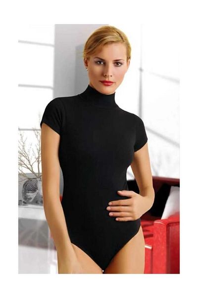 Anıt 3 Pieces Lycra Cotton Women's Bodysuit - Turtleneck, Short Sleeve, 92% Cotton with Snap Fasteners 8% Lycra