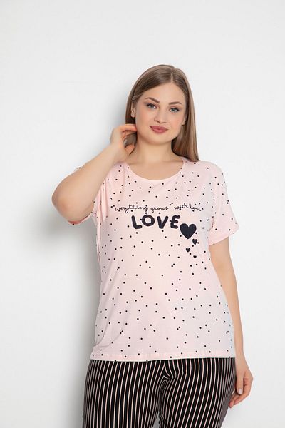 Rubina Secret Heart Pajama Set Short Sleeve Plus Size Pajama Set, Summer Pajama Set Women