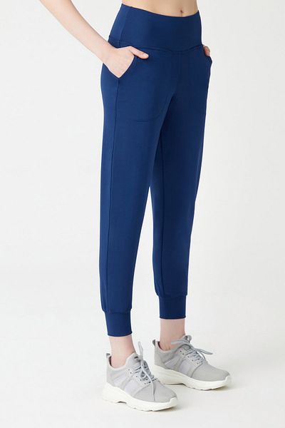 LOS OJOS Marineblaue Jogginghose mit hoher Taille für Damen