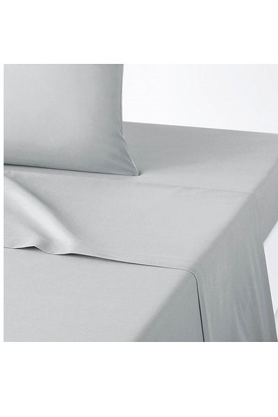 makiteks 100% Cotton Light Gray 160x240 Non-Elastic Flat Sheet Suitable for Single Beds