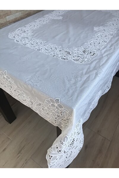 yukselhalimefrusat Čipka Prozirni PVC sa premazom Stolnjak Beli