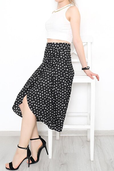 ahlavi Fusta pentru femei față cu fantă alb-negru1