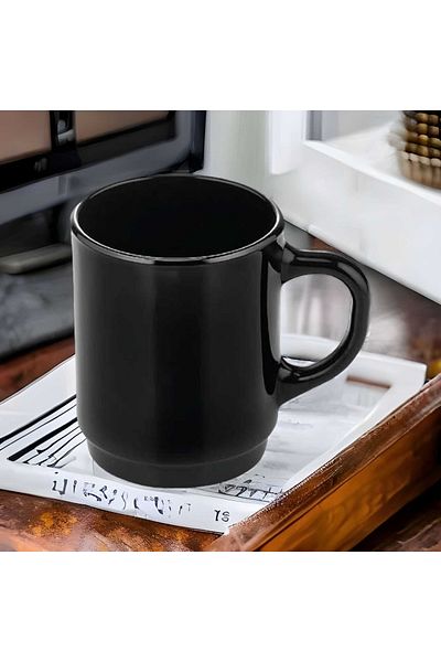 Luminarc Opal Black 6-Piece Mug with Metal Stand