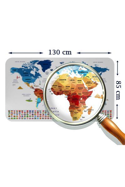 lilafil World Map Detailed Atlas Sticker with Country Flag - Educational and Decorative 3857XL