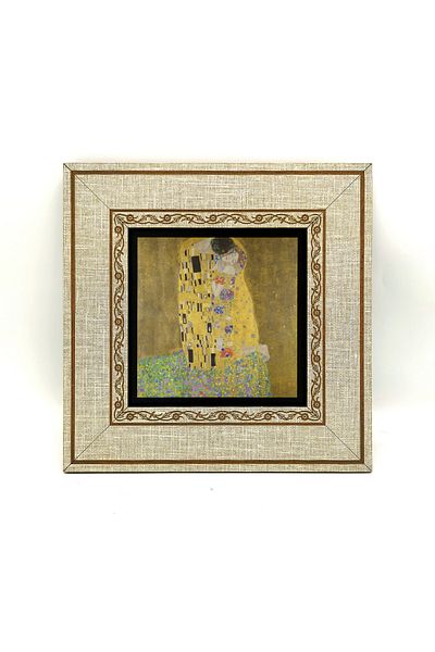 BAKSEPETE Gustav Klimt 1907 Printed Mdf Table - 20Cmx20 cm Krg-169