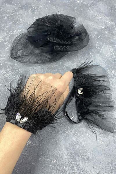 Bontex Спеціальна чорна вуаль для наречених, весільний капелюшок, аксесуар дл...