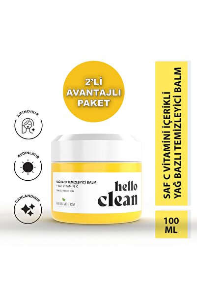 Herbaderm Hello Clean Yağ Bazlı Temizleyici Balm Saf Vitamin C 100 Ml X 2