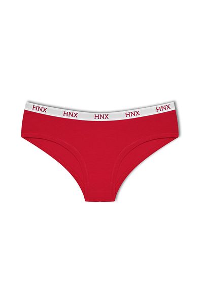 HNX Chiloți roșii din bumbac jacquard elastic semi boxer hipster damă