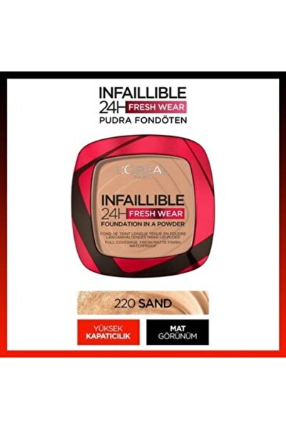L'Oreal Paris 24h Fresh Wear Pudra Fondöten 220 Sand