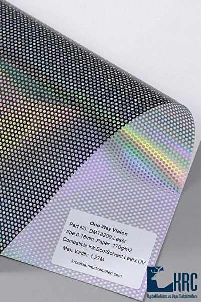 KRCDİJİTAL Yapışkanlı Delikli Folyo One Way Vision Delikli Cam Filmi 152x1m