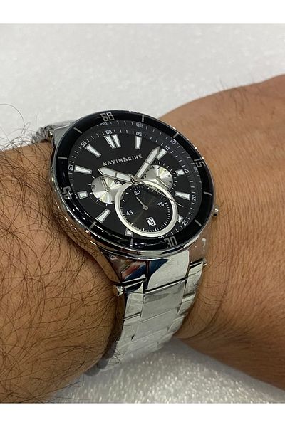 Navimarine Navimarine Men's Wristwatch Chorono Silver Color 44 Mm
