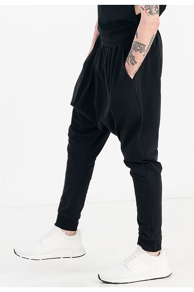 JAHR MARC Μαύρη Slim Fit Ανδρική φόρμα Shalwar με πλαϊνές τσέπες