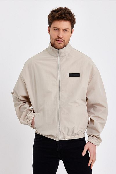 JAHR MARC Ανδρικό μπουφάν με φερμουάρ Stand Collar Beige