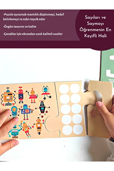 DoerKids Dev Sayılar Puzzle | Jumbo Yer Puzzle | Robotik Sayılar Öğrenme | 40 Parça 2 Yaş
