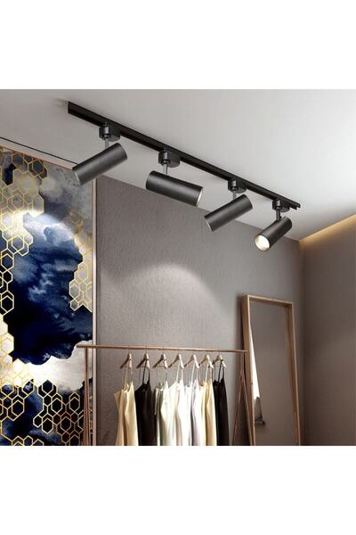 Ledim 30 Watt 4 Adet Rayspot 1 Metre Ray Siyah Kasa Günışığı (3200K) Tombul