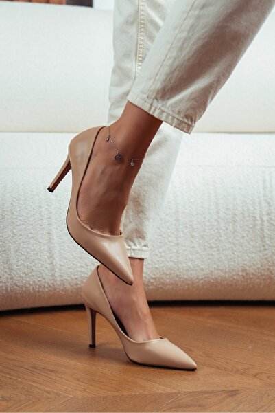 NİŞANTAŞI SHOES Melody Ten Matte 8 cm-es hegyes orrú vékony sarkú női tűsarkú