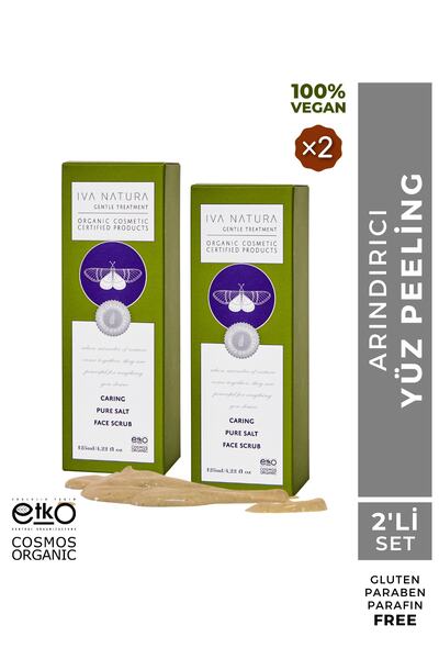 Iva Natura Pack of 2 Organic Purifying Facial Peeling Face Scrub with Mineral Salt 125ml
