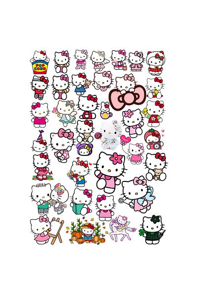 Ororabutik Hello Kitty Σετ με 38 χαριτωμένα αυτοκόλλητα - Σετ αυτοκόλλητων Scrapbook Bullet Journal