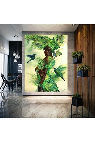 HDART Dekoratif Modern Afrikalı Siyahi Zenci Kadın Tablosu Tablo