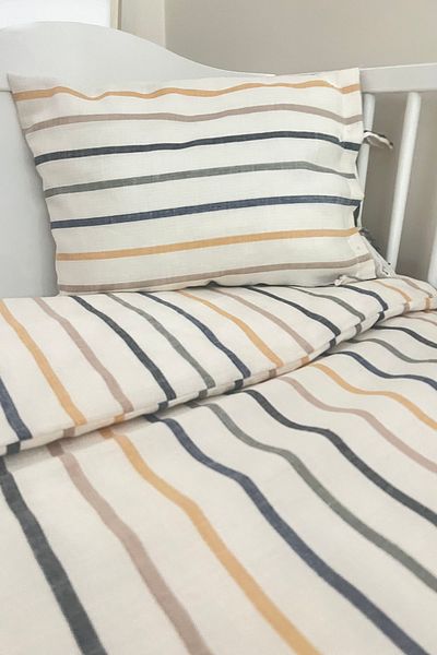 Tuğba Kuğu Linen Duvet Cover Set (100X150 - 35X45) - Thick Striped